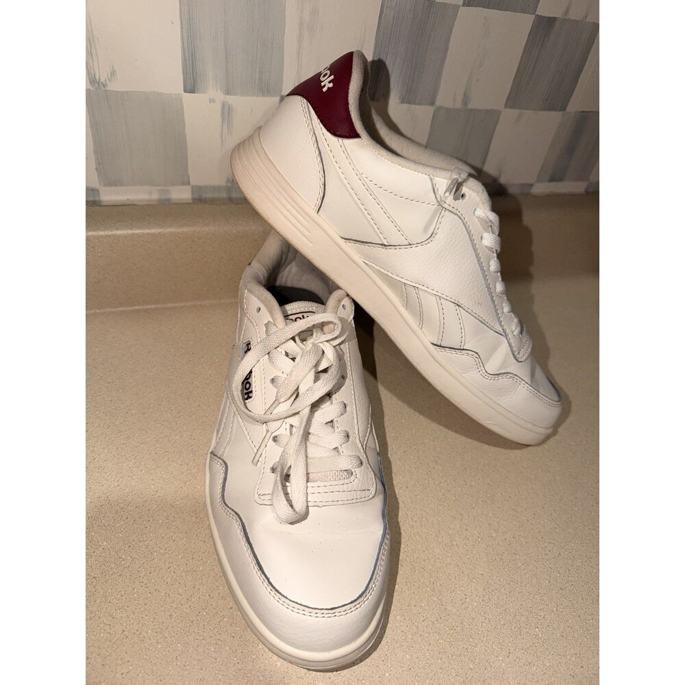 Reebok Men's Size 9  Cream White/Red Court Sneakers Ortholite MemoryTech Shoes